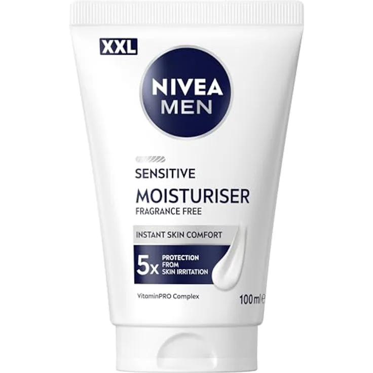 NIVEA MEN Sensitive Moisturiser, 24h Feuchtigkeitscreme für empfindliche Männerhaut, alkoholfrei, 100 ml