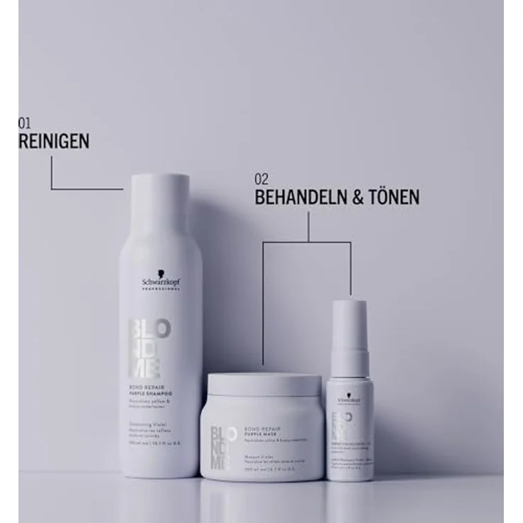 Schwarzkopf Professional BLONDME Bond Repair Purple Mask Cool Haarmaske 200 ml - Neutralisiert Gelbtöne, Pflegend und Stärkend – Bild 5