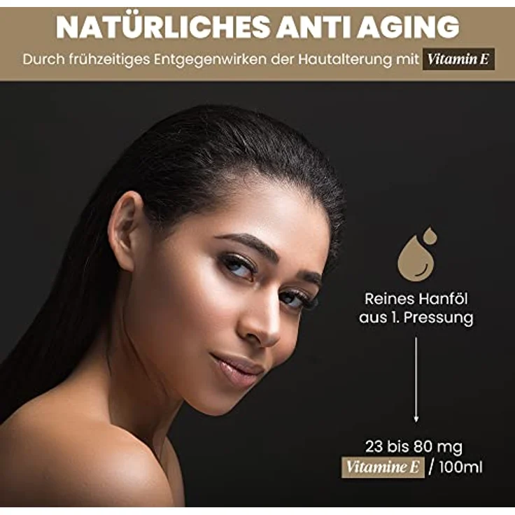 ARTE FIORI EXCLUSIVE PRODUCTS Bio Hanföl Gesichtsöl kaltgepresst Vitamin E Retinol Öl 100ml - Naturkosmetik hochdosiert mit Anti Falten & Anti Aging Effekt – Bild 4