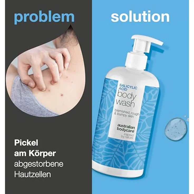 Australian Bodycare Salicylsäure-Duschgel, gegen Pickel am Rücken, Po und Brust – mit Niacinamid, Zink PCA & Glycerin – Bild 2