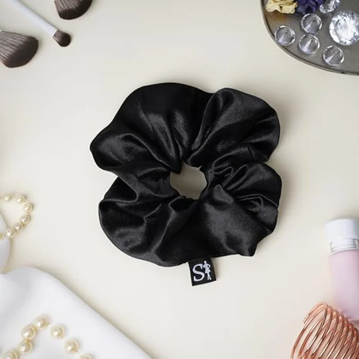 Sister Young LILU BLACK Scrunchie Haargummi aus satiniertem Polyester, sanft zum Haar, universelle Größe, elegantes Design – Bild 2