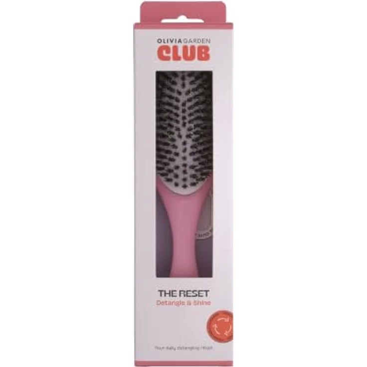Olivia Garden Club THE RESET CUSHION Detangling & Shine Hairbrush, pink, mit Wildschwein- und Nylonborsten, ergonomischer Form, abnehmbares Kissen zur einfachen Reinigung – Bild 2