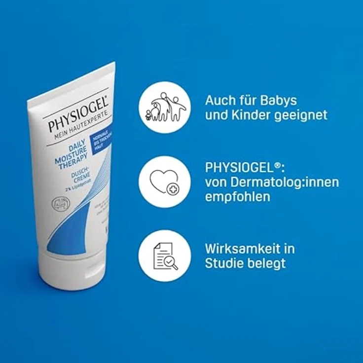 PHYSIOGEL Daily Moisture Therapy Dusch-Creme 150 ml - Kids Edition - feuchtigkeitsspendendes Duschgel für trockene Haut, dermatologisch getestet, ohne Duft- und Farbstoffe – Bild 5