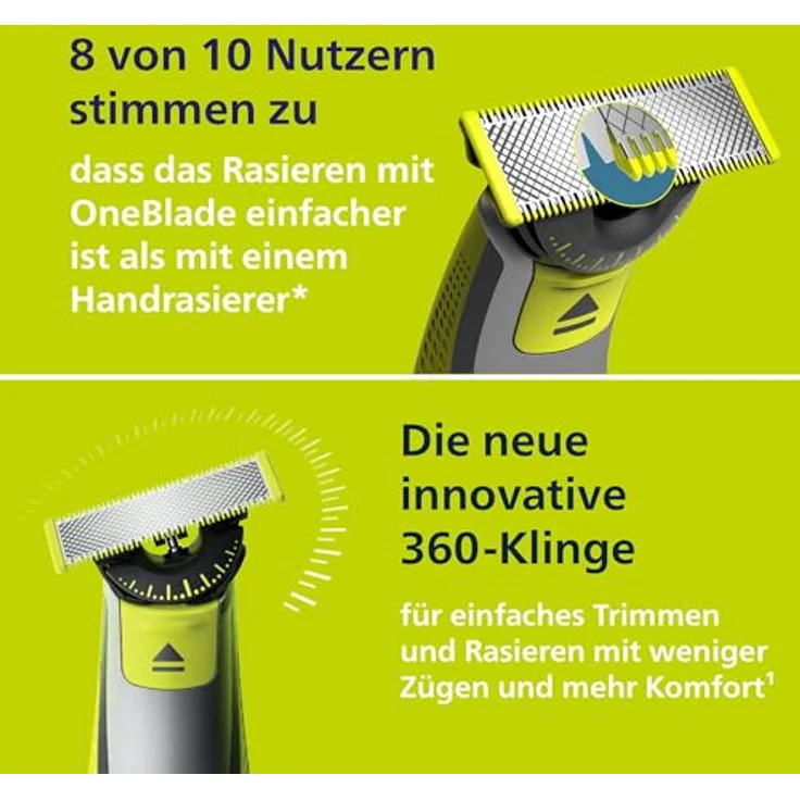 Philips OneBlade 360 Face Elektrischer Bartschneider Rasierer 2x 360 Klingen 3x, USB wasserfest – Bild 5