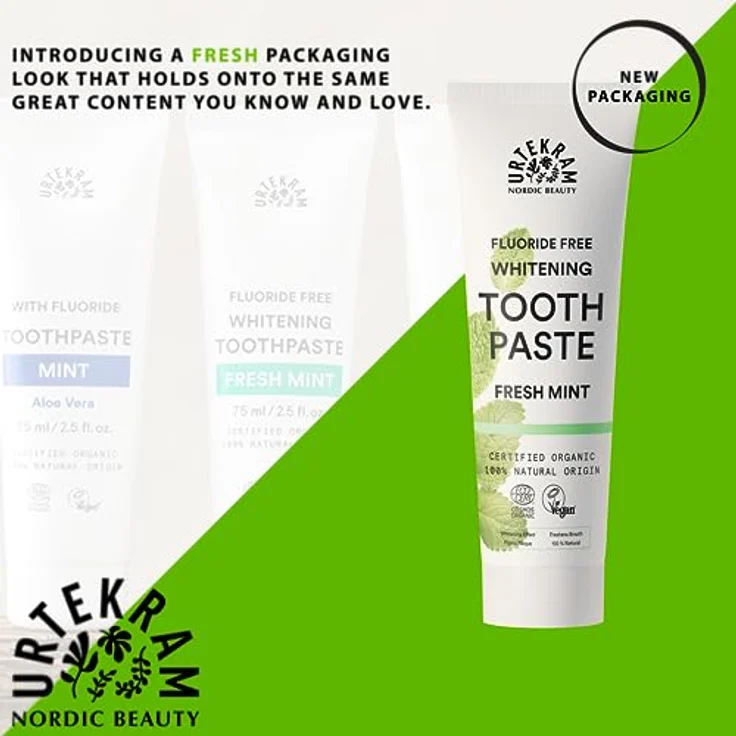 Urtekram Bio9 Fresh Mint Bio-Zahnpaste Minzgeschmack 75 ml, für saubere Zähne & frischen Atem – Bild 3