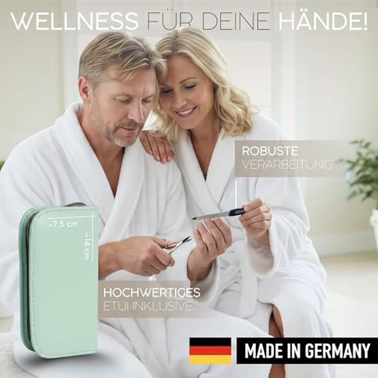 marQus Maniküre Set Solingen, 6-teiliges Nagelset aus glanzvernickeltem Stahl im Kunst-Leder Etui, ideal für Herren und Damen – Bild 2