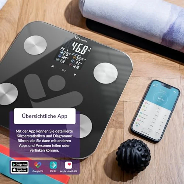 TrueLife FitScale W6 BT Black Körper-Analyse-Waage mit 19 messbaren Indizes – Bild 7