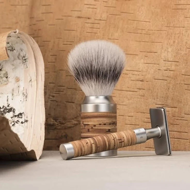 Mühle Rocca Edelstahl Rasierhobel Griff aus Birkenrinde – Bild 5