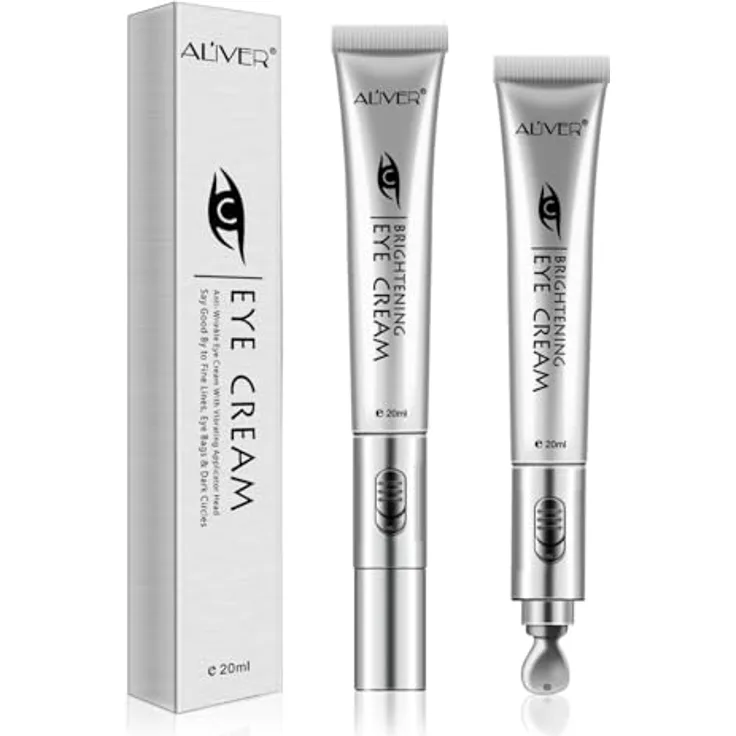 P-Beauty Augencreme 20ml mit Vibrationsmassagegerät, Hyaluronsäure & Kollagen, Anti-Aging Funktion für Tränensäcke und Augenringe