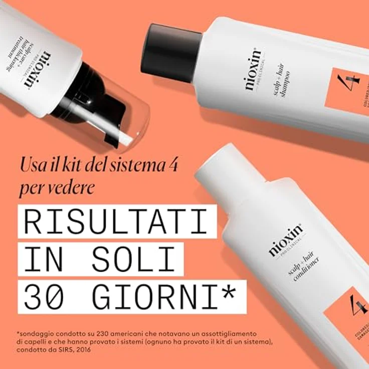 NIOXIN Scalp + Hair Thickening System 4 Triphasisches Kit - Coloriertes/trockenes Haar mit fortschrittlicher Ausdünnung - Shampoo, Conditioner, Behandlung für die Haut (150 + 150 + 40 ml) - BIOTINREICH – Bild 3