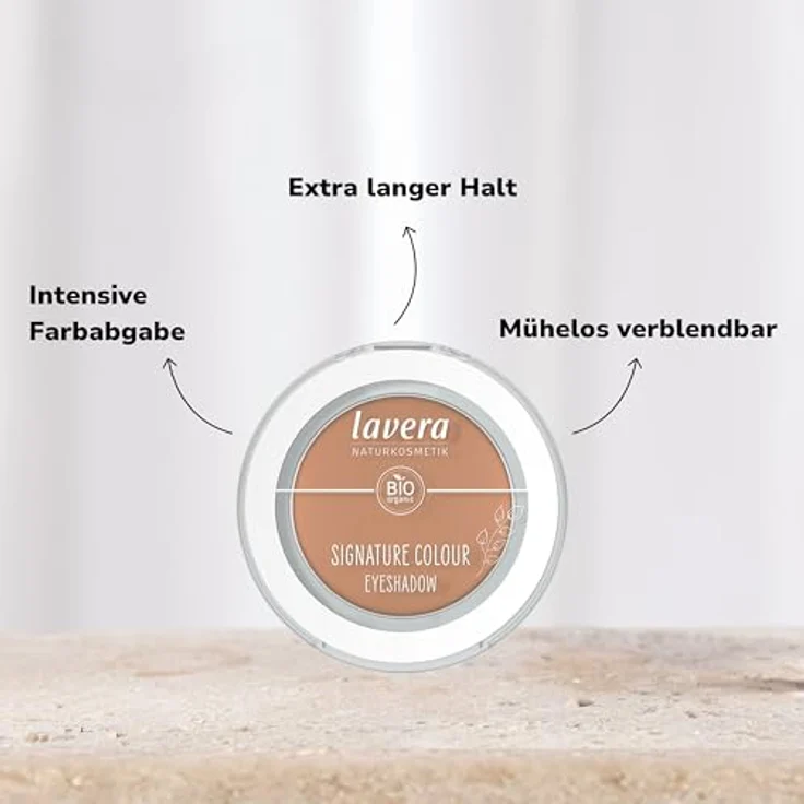 lavera Signature Colour Eyeshadow Soft Sienna 04, intensive Farbabgabe, extra langer Halt, mühelos verblendbar, vegan, Naturkosmetik, 2g – Bild 3