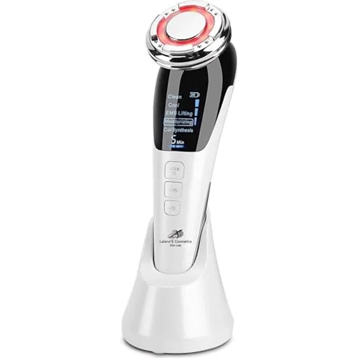 Lalano`S Cosmetics SkinStar EMS Gesichtsmassagegerät, Anti-Aging mit Photonentechnologie, Hot/Cool Behandlung, Vibrationsmassage, tragbar und USB aufladbar