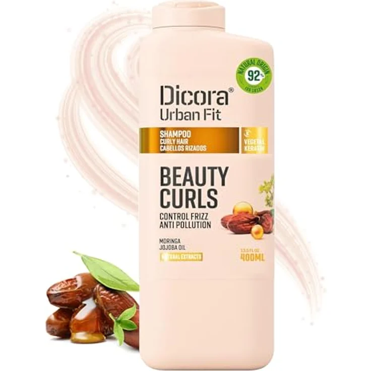 Dicora UrbanFit Beauty Curls Shampoo für lockiges Haar, 365 ml mit Jojobaöl und Moringa, feuchtigkeitsspendend und silikonfrei – Bild 1