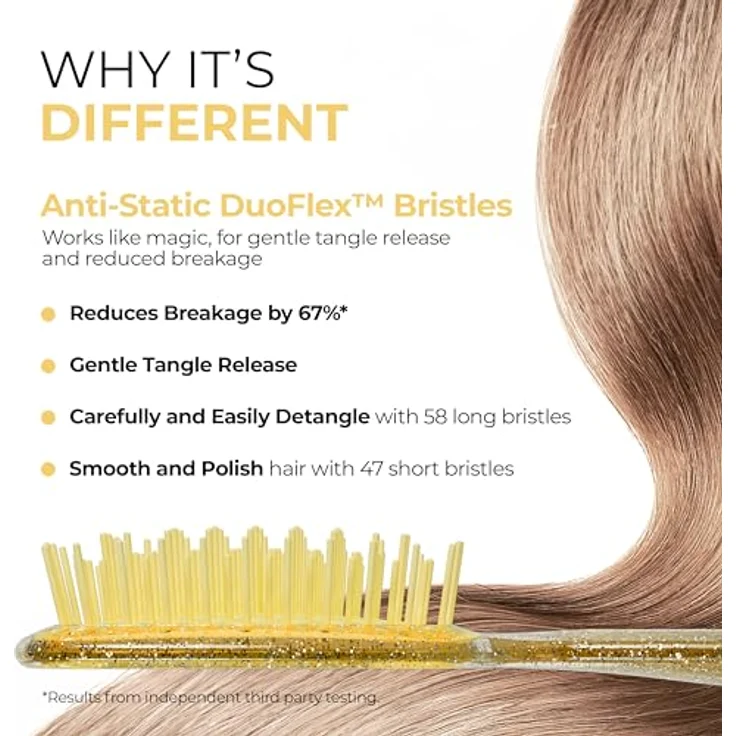 UNbrush Glitter Collection Detangling Hair Brush, Amber Entangler mit 105 flexiblen Borsten für müheloses Entwirren, unisex – Bild 3