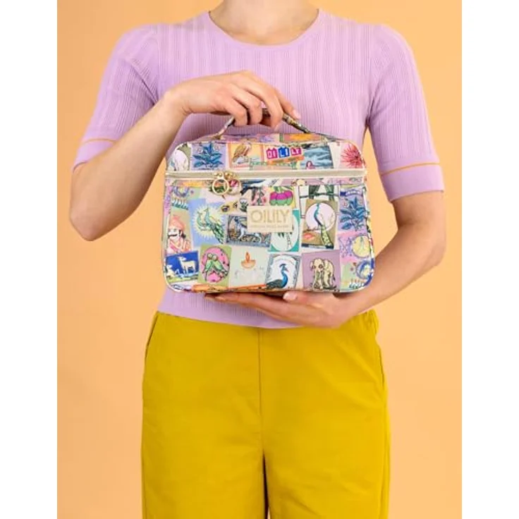 Oilily Kosmetiktasche Coco Beauty Case, geräumiges Design mit Innenorganisation und goldfarbenen Verschlüssen, Almond Oil bunt – Bild 5