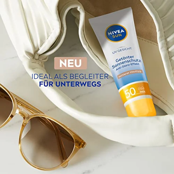 NIVEA SUN Sonnencreme fürs Gesicht LSF 50, feuchtigkeitsspendende Gesichtssonnencreme, getönte Sonnencreme für ebenmäßigen Teint, SUN UV Gesicht getönter Sonnenschutz BB ebenmäßiges Hautbild (50 ml) – Bild 5