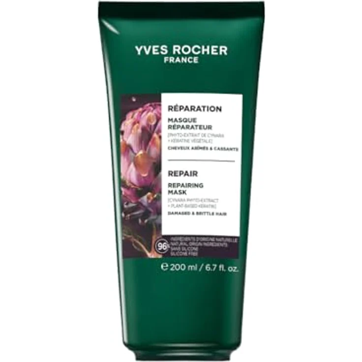 Yves Rocher Reparierende Maske, für geschädigtes und brüchiges Haar, tiefenreparierend in 3 Minuten, mit Cynara und pflanzlichem Keratin, ohne Silikone, 200 ml – Bild 1
