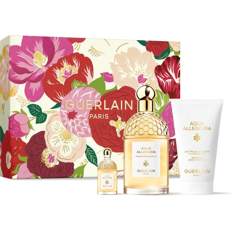 GUERLAIN Aqua Allegoria Mandarine Basilic Geschenkset, Damen-Duftset mit 75 ml Eau de Toilette und parfümierter Bodylotion, limitierte Edition