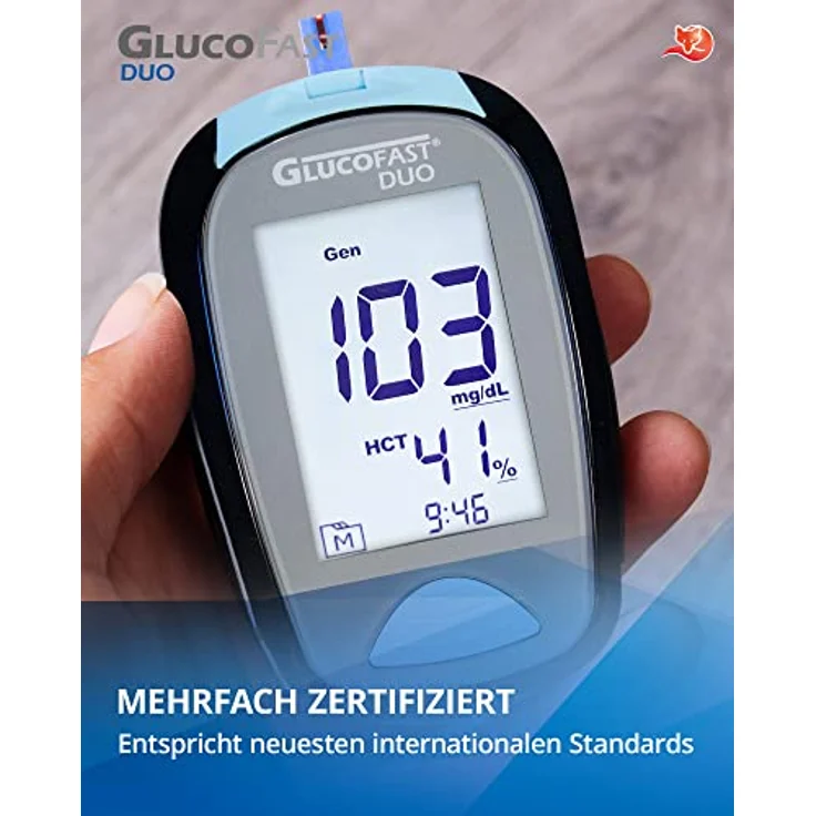 GLUCOFAST Duo Blutzuckermessgerät Set mit 60 Teststreifen & 10 Lanzetten | Präzises Diabetes-Messsystem mit Speicherfunktion und einfacher Handhabung | Hohe Genauigkeit – Bild 5