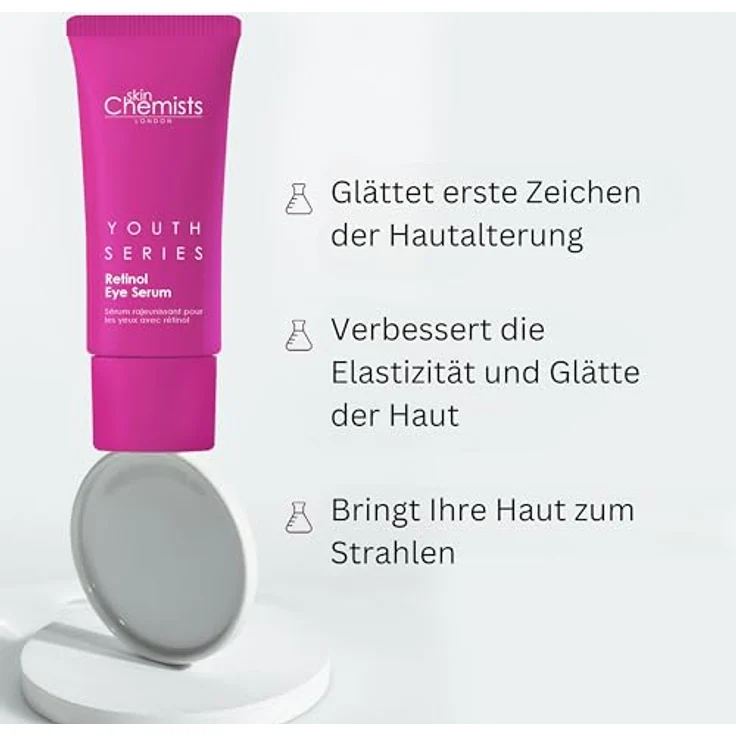 Skin Chemists Retinol und Bakuchiol Augenserum 15 ml | Fortgeschrittene Anti-Aging-Behandlung für Geschwollene Augen, Feine Linien und Falten - Pflanzliche FormelFür Schutzbarriere – Bild 4