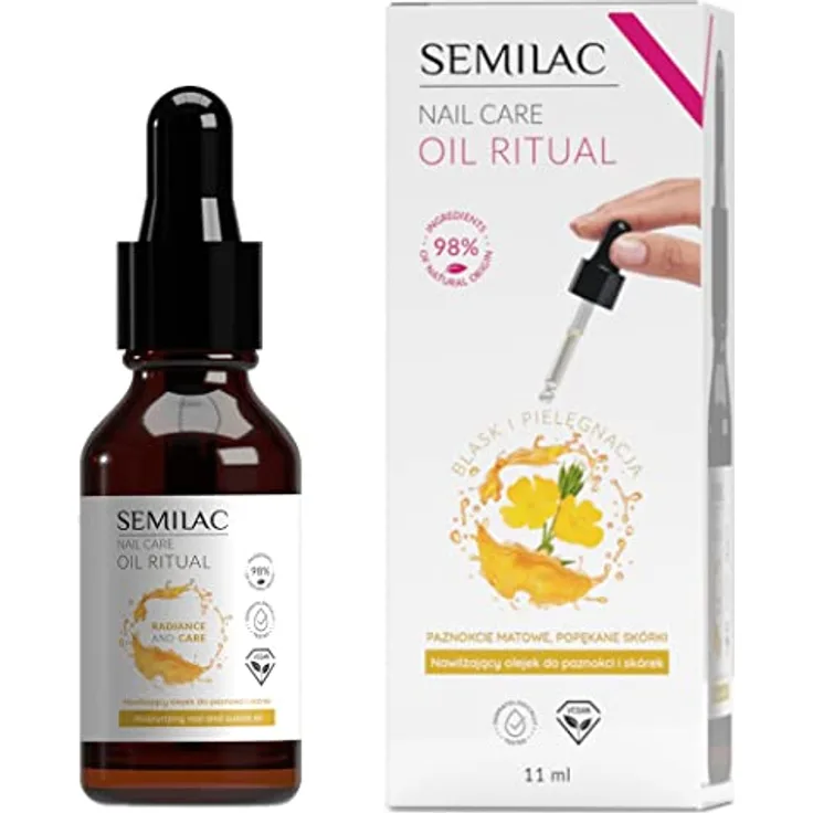 Semilac Feuchtigkeitsspendendes Nagel- und Nagelhautöl 11 ml, mit Nachtkerzenöl, Jojobaöl und Vitamin E, Zitrusduft