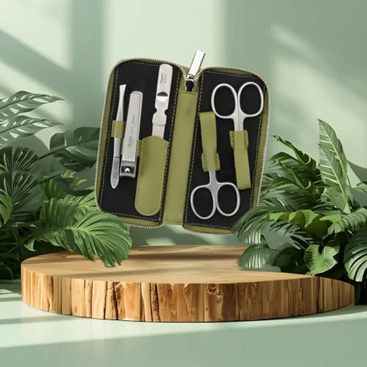 nippes Solingen Maniküre Set Verde, 5-teilig, veganes Eukalyptus-Lederetui, rostfreies Edelstahl-Nagelpflege-Set, Made in Solingen/Germany – Bild 4