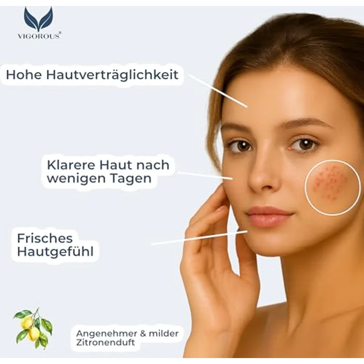 VIGOROUS® Zink Gesichtswasser 120ml, Anti-Pickel Gesichtsreinigung mit Salicylsäure & Niacinamid, Vegan gegen hormonelle Akne, für Männer & Frauen – Bild 5