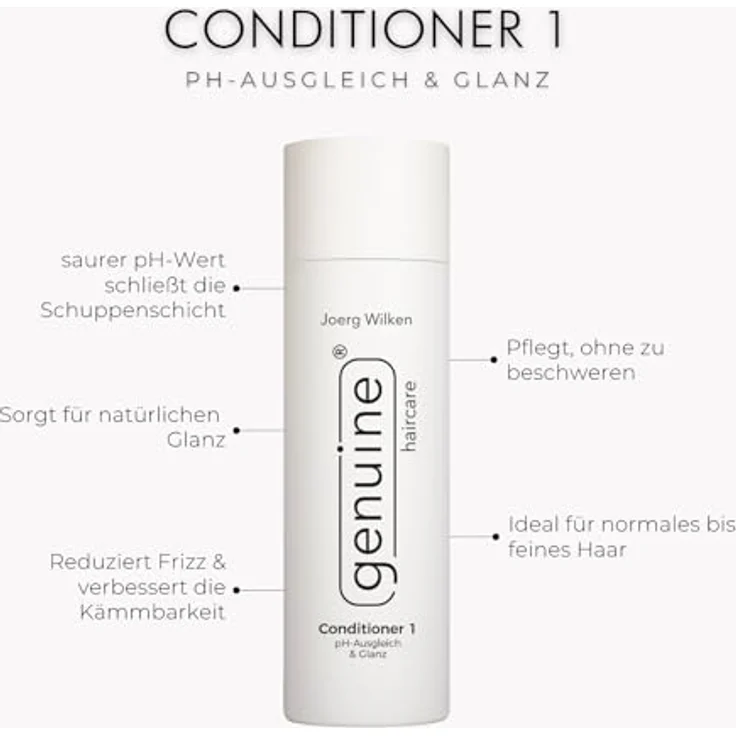 genuine haircare Conditioner 1, Saurer pH-Conditioner für Glanz & Kämmbarkeit, silikonfrei & parabenfrei, 200 ml – Bild 2
