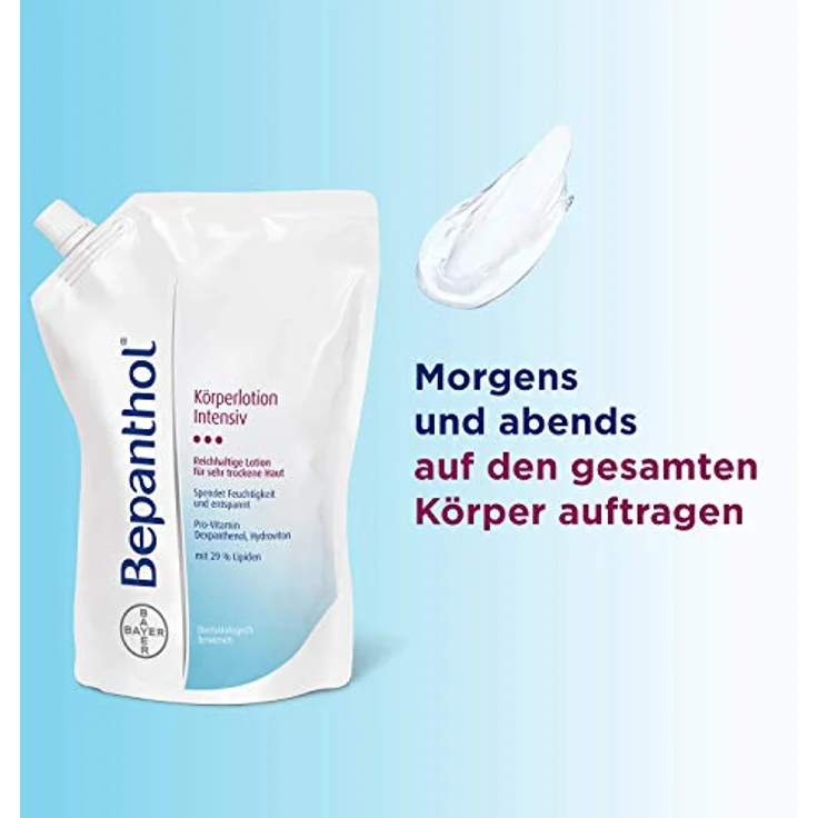 Bepanthol Körperlotion Intensiv Nachfüllbeutel, 400 ml, reichhaltige Feuchtigkeitspflege für sehr trockene Haut, geeignet bei Diabetes – Bild 6