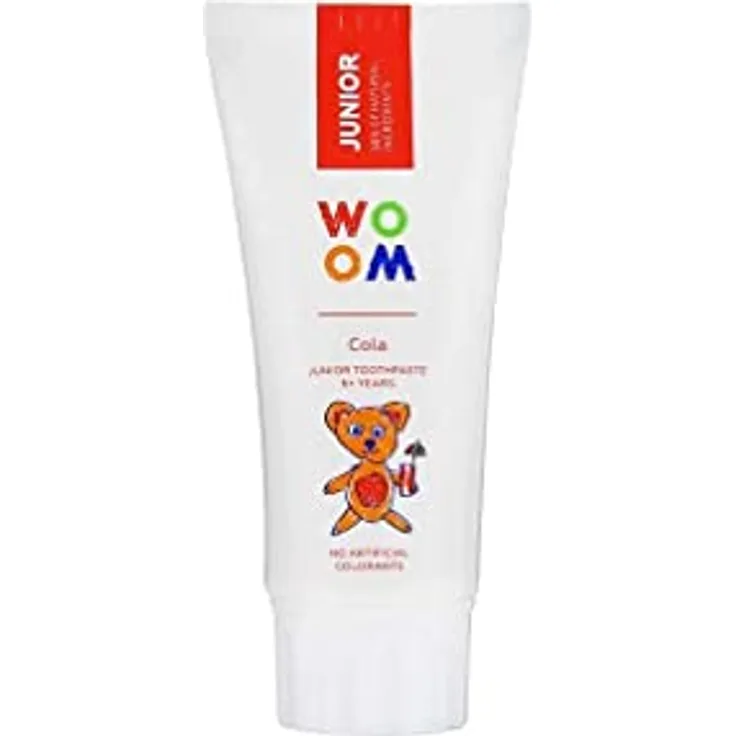 WOOM Junior Cola Kinderzahnpasta, 50 ml, stärkt Zahnschmelz und schützt vor Karies