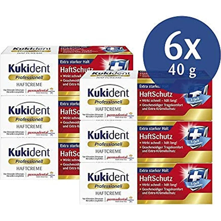 Haftcreme Haftschutz für die Dritten Zahnersatz Gebiss 6 x 40 g - Kukident – Bild 3