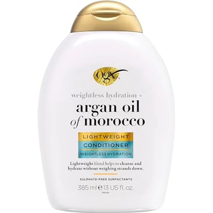 OGX Argan Oil of Morocco Lightweight Conditioner, feuchtigkeitsspendende Haarspülung mit Arganöl & Vitamin B5, für dünnes, feines & fettiges Haar, 385 ml