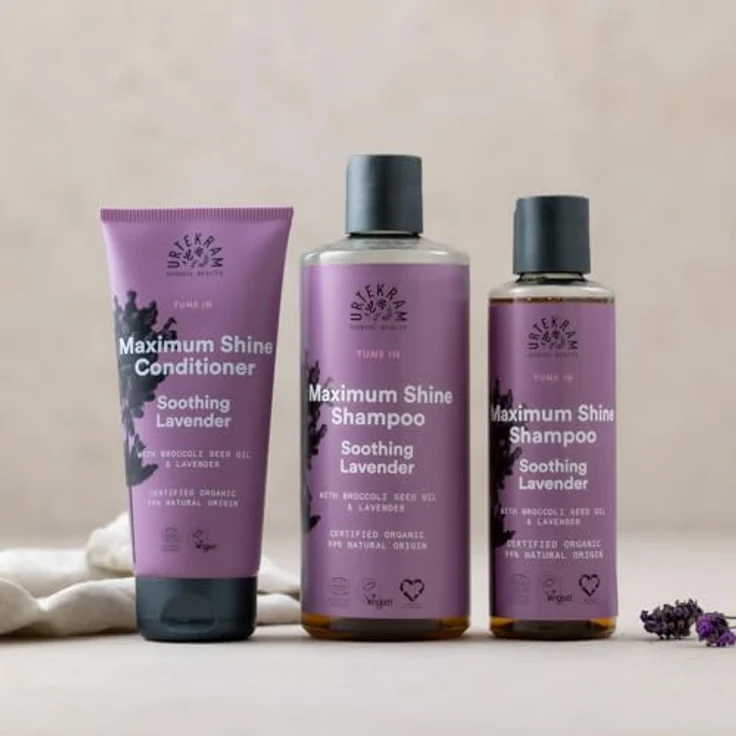 Urtekram Soothing Lavender Maximum Shine Shampoo, 500 ml für intensiven Glanz und Frizz-Kontrolle mit biologischem Lavendelöl – Bild 5