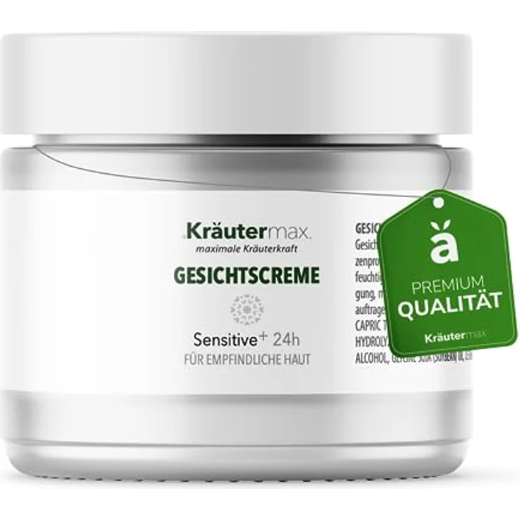 Kräutermax Sensitive Gesichtscreme, Feuchtigkeitsspendende Tages- & Nachtcreme mit Ringelblume, Kamille und Vitamin E, 50 ml – Bild 1