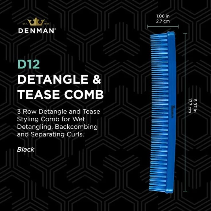 Denman Kamm Detangling Kamm Tame 'n' Tease blau – Bild 3