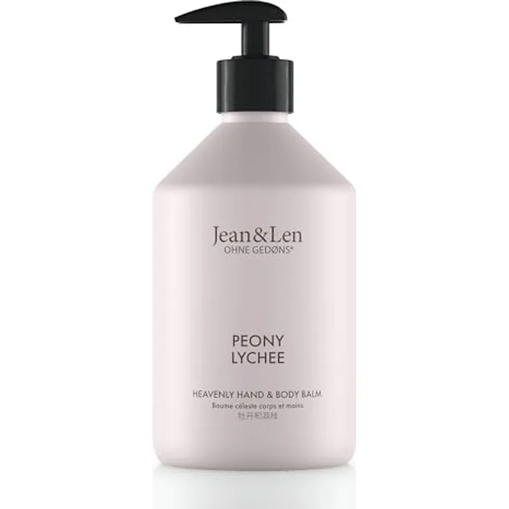 Jean & Len Heavenly Hand- & Body Balm Peony & Lychee, Pflegebalsam mit Bio-Arganöl und Sheabutter, vegan, 500 ml, ohne Parabene & Silikone