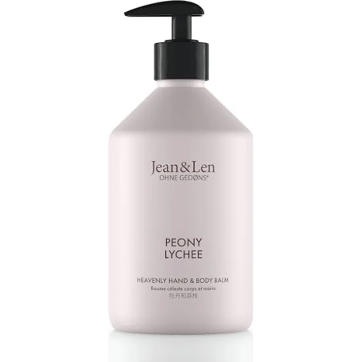 Jean & Len Heavenly Hand- & Body Balm Peony & Lychee, Pflegebalsam mit Bio-Arganöl und Sheabutter, vegan, 500 ml, ohne Parabene & Silikone – Bild 1