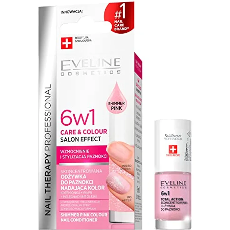 Eveline Cosmetics Nagelspülung Schimmerndes Rosa - 5ml, Colour&Double Strong Komplex