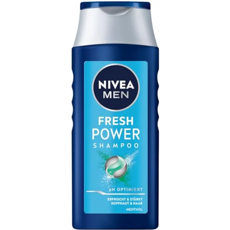 Nivea Men Fresh Power Shampoo mit Menthol, erfrischt Kopfhaut & Haar, pH-optimierte Haarpflege, 250 ml