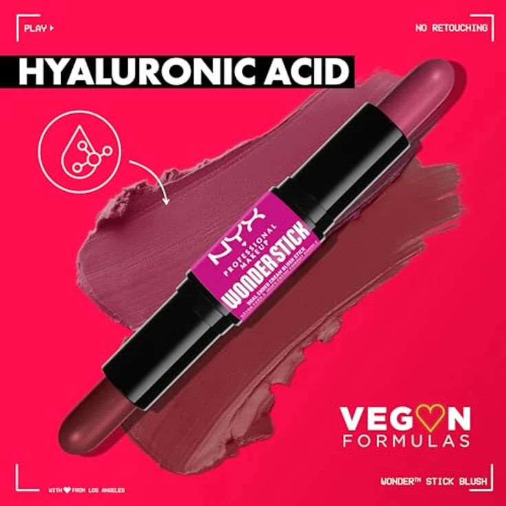NYX Professional Makeup Wonder Stick Blush, 8 g, Rouge-Stift in Coral N Deep Peach mit feuchtigkeitsspendender Hyaluronsäure – Bild 5
