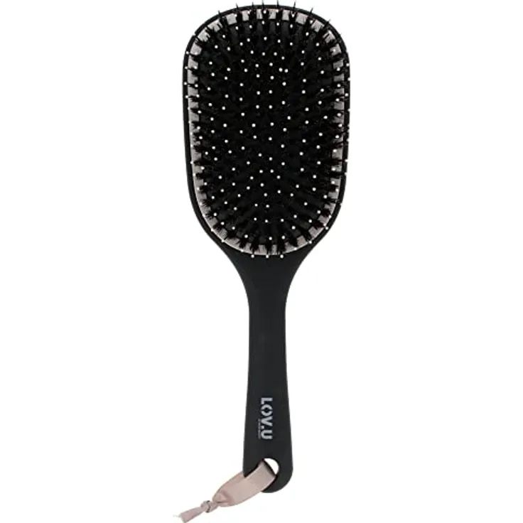 PARSA Beauty LOV.U Entwirrbürste Wet & Dry (Schwarz) – Haarbürste mit Multi-Flexible-Nylonpins und Wildschweinborsten – Haar Bürste – Haarbuerste – Hair brush women