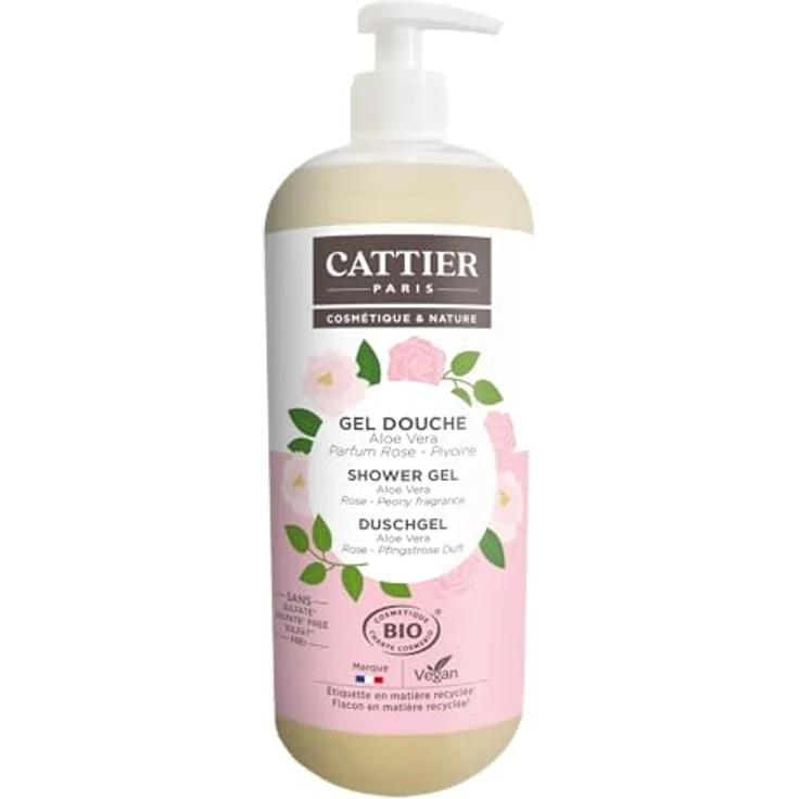 CATTIER PARIS Duschgel Rose - Peony - Aloe Vera - 1000ml, seifen- & sulfatfrei, aus recyceltem Plastik – Bild 1