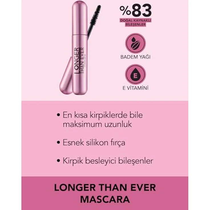 flormar Longer Than Ever Mascara, Wimperntusche für extra Länge und Volumen, 10 ml – Bild 9