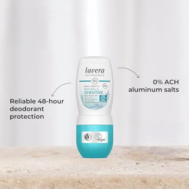 Lavera Basis Sensitive Natural & Sensitive Deodorant Roll-on, 50ml mit Bio-Aloe Vera, 48h Schutz für empfindliche Haut, alkoholfrei – Bild 3