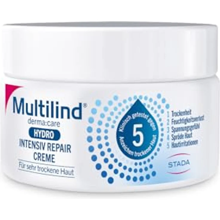 Multilind® derma:care HYDRO Intensiv Repair Creme, aufbauende und langanhaltende Intensivpflege bei sehr trockener Haut. Mit Ceramide NP, Panthenol, Glycerin, Rizinusöl, Beerenwachs, 150 ml – Bild 1