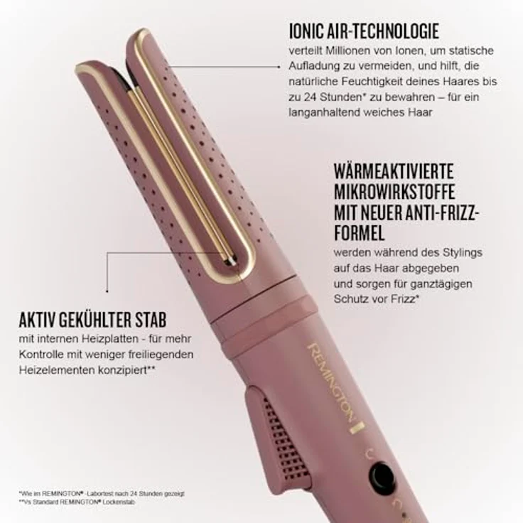Remington Rotating Curler AIRvive CI8930, rotierender Lockenstab mit IONIC AIR-Technologie und Anti-Frizz-Formel, rot – Bild 4