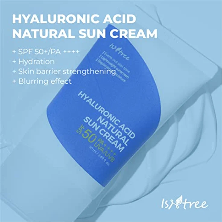 IsNtree Natürliche Sonnencreme mit Hyaluronsäure SPF50 PA++++ 50 ml 1,69 fl.oz | Gleicht den Hautton aus | Leichter Sonnenschutz | Spendet Feuchtigkeit – Bild 2