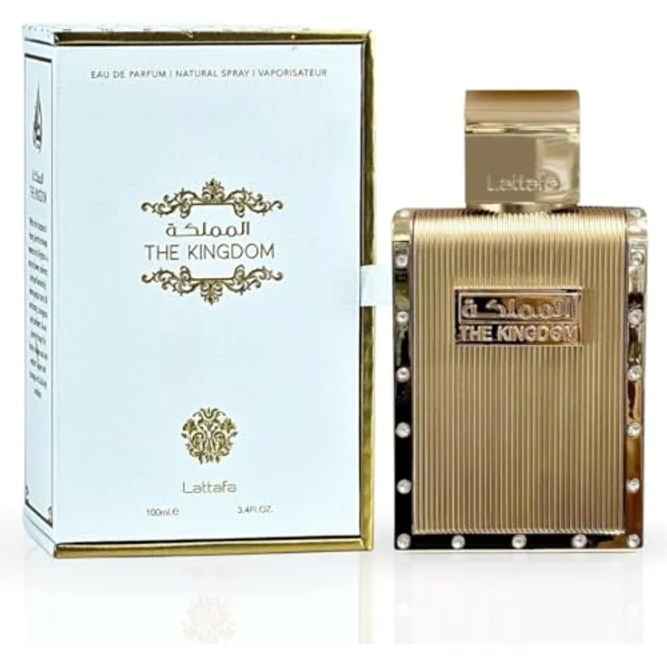 Lattafa The Kingdom Eau de Parfum Spray für Herren, 100 ml - Salbei, Lavender, Mint - Tabak, Vanille, Orangenblume - Benzoin, Tonka Bean, Labdanum