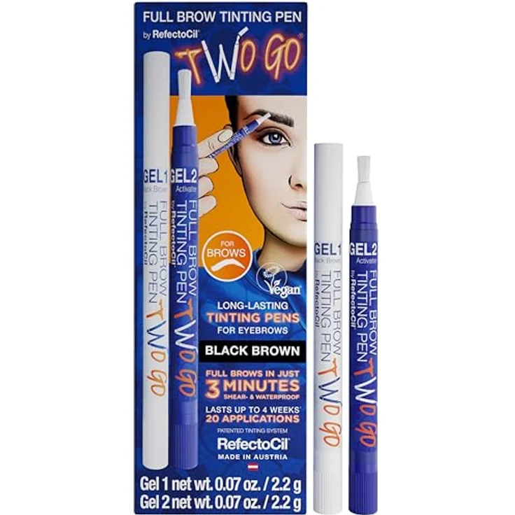 RefectoCil BeautyLash Two Go Augenbrauenfarbe, langanhaltend, Farbton Black Brown, 2x15 ml – Bild 1