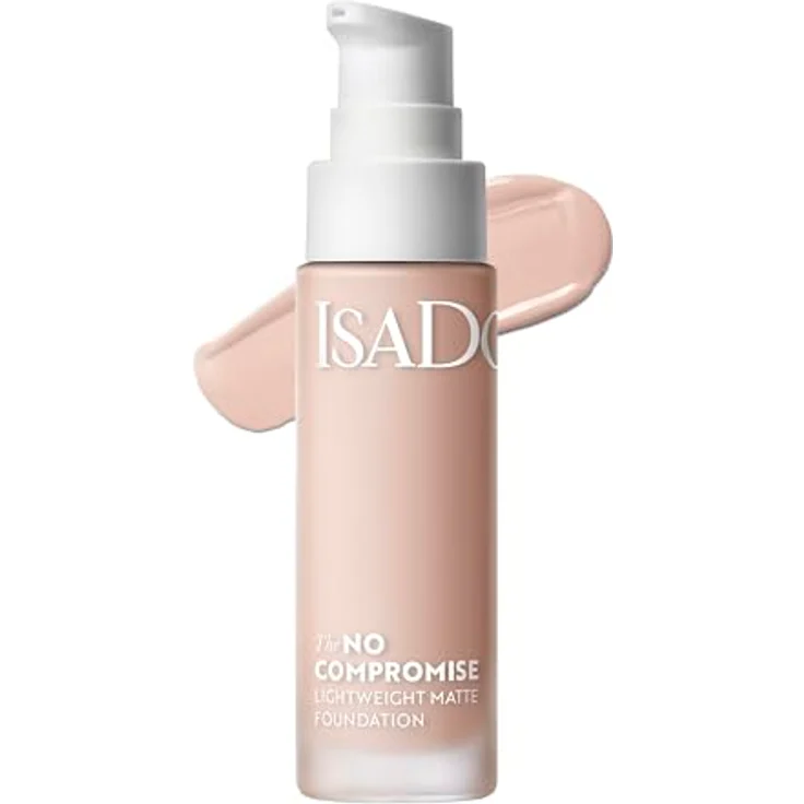Isadora No Compromise Lightweight Matte Foundation (1C, 30 ml) - Langanhaltende Formulierung für matten Teint, wasserresistent und verbessert Hautfestigkeit – Bild 1